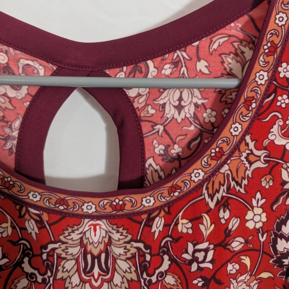 Max Studio Red Baroque Sleeveless Slinky Dress Small L1 Boho Summer Resort - Picture 4 of 7